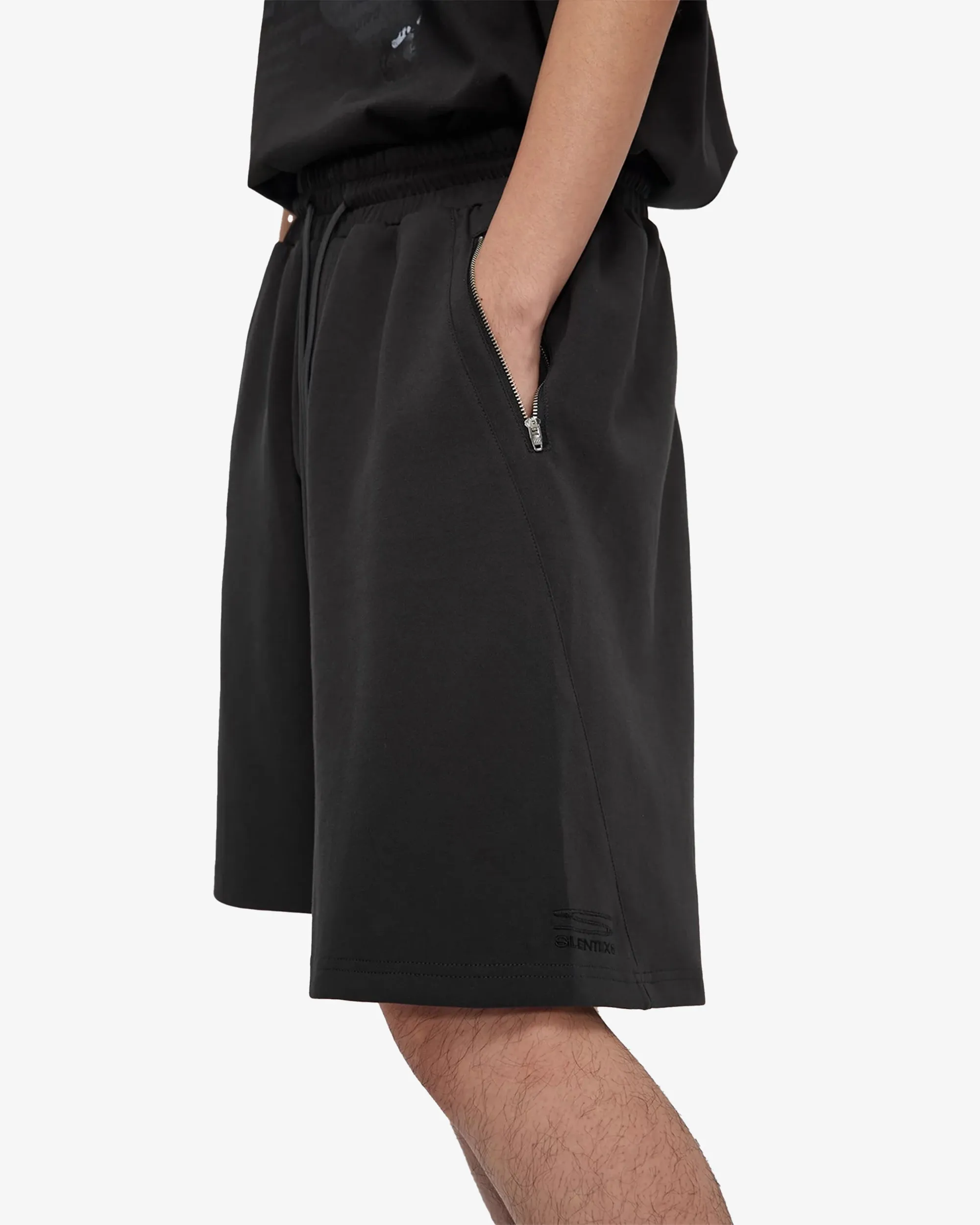 Oversized Shorts with Drawstrings and Zippered Pockets