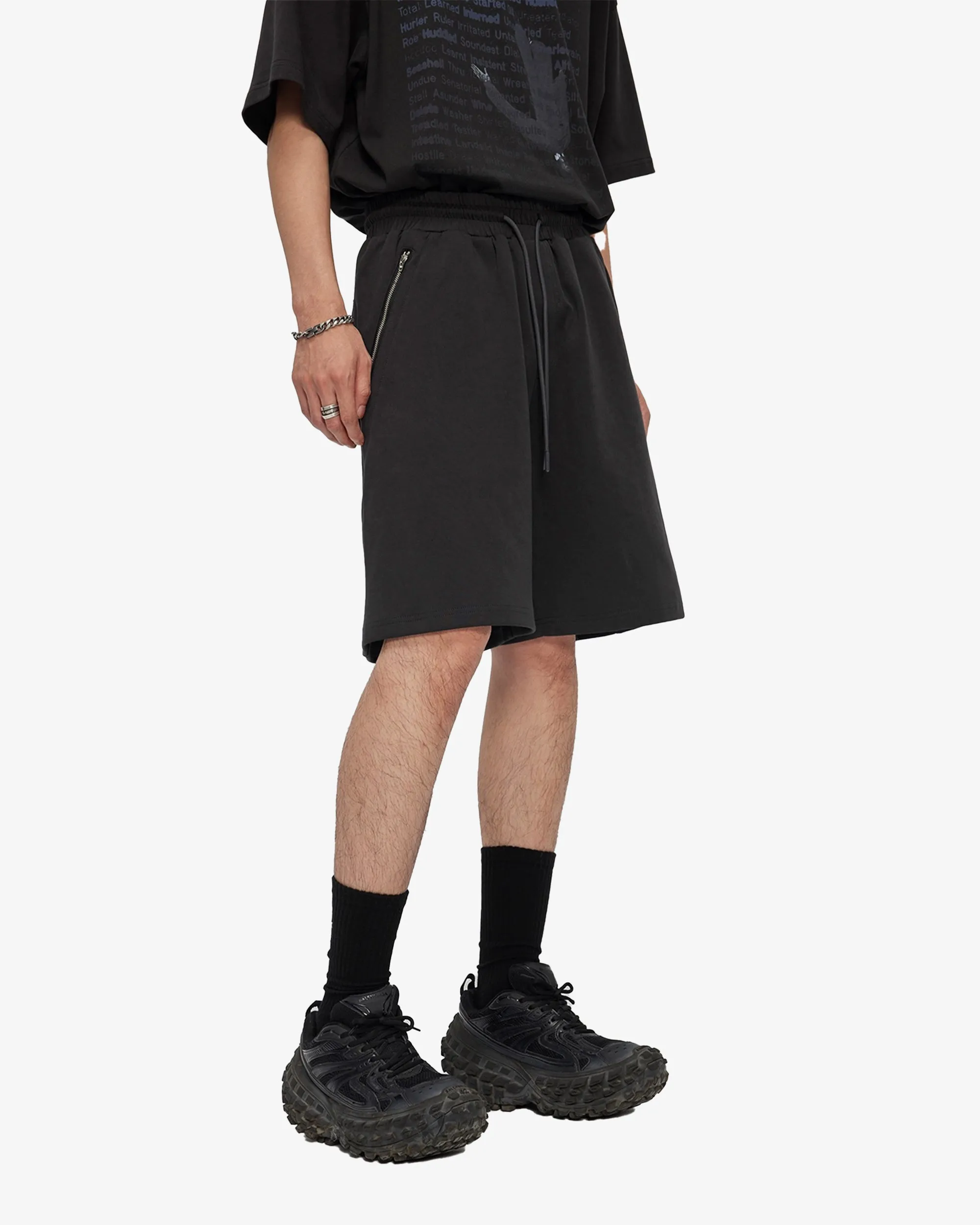 Oversized Shorts with Drawstrings and Zippered Pockets