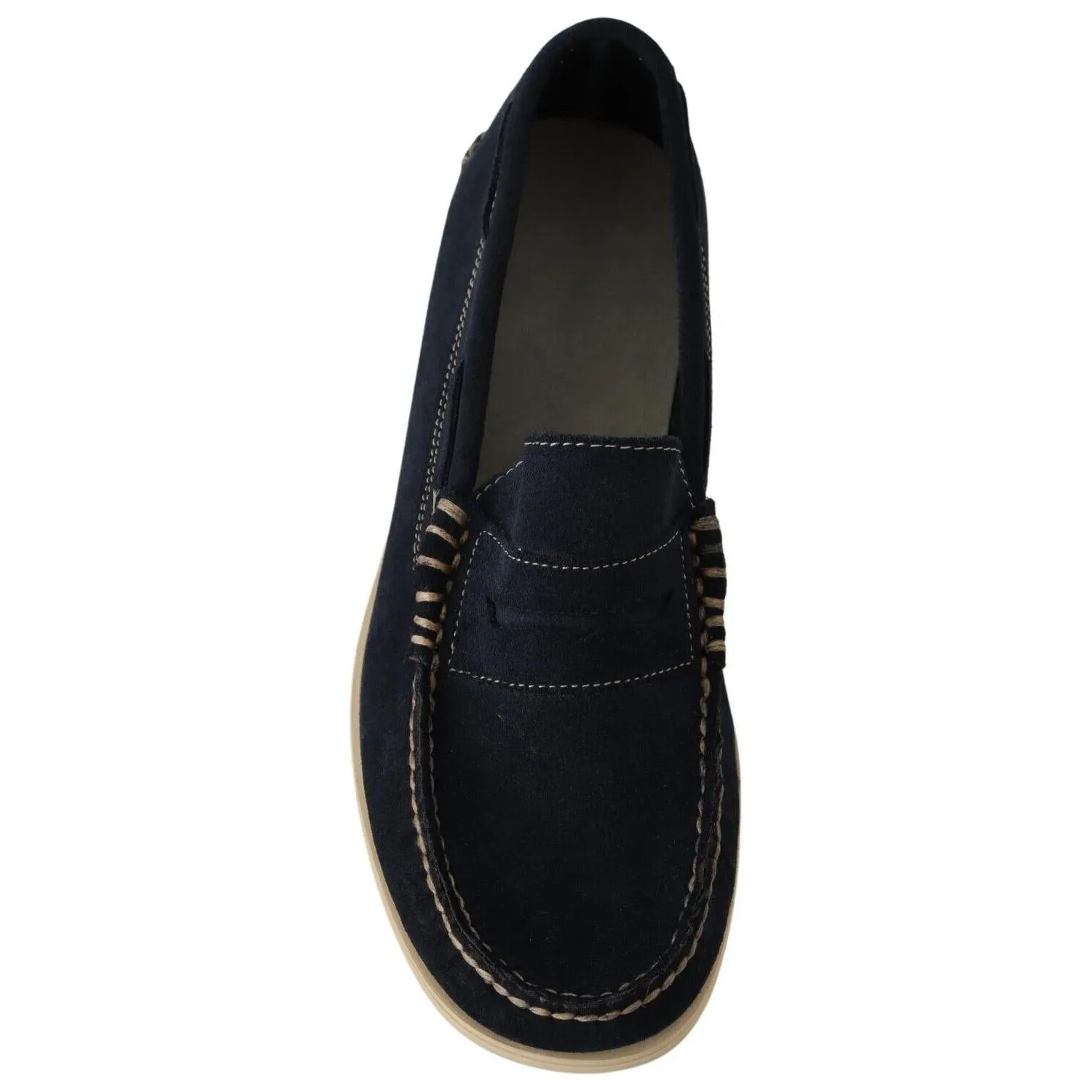 Pollini Chic Suede Blue Moccasins for Men