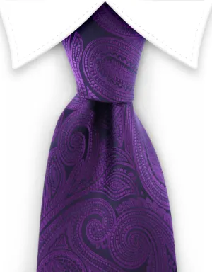 Purple Paisley Extra Long Tie - 3XL