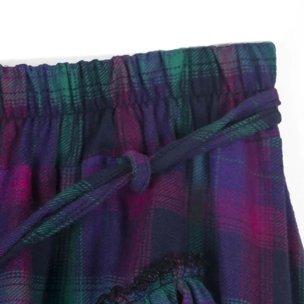 Purple Tartan Irregular Brushed Cotton Pleated Medieval Skirt