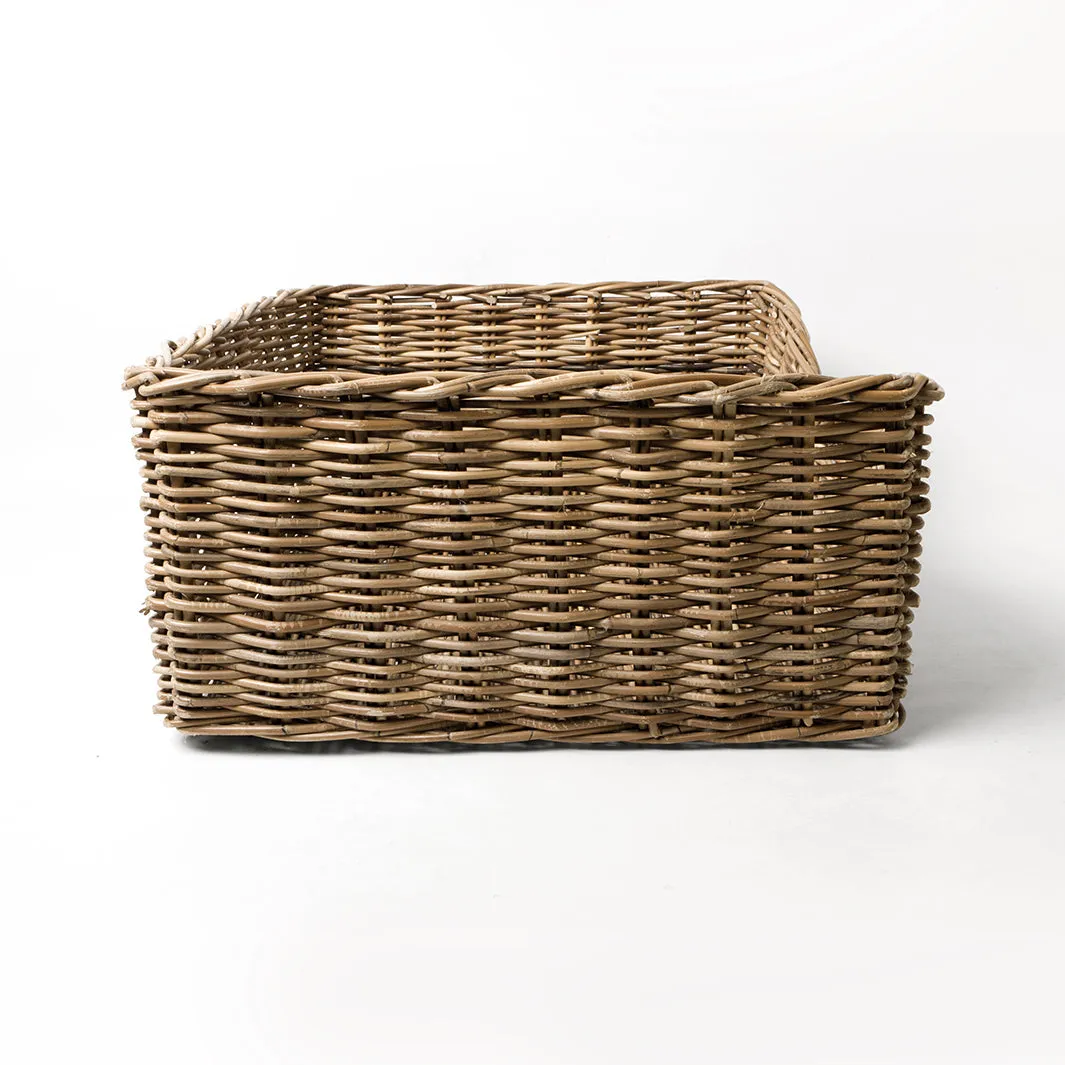 Rectangular Rattan Dog Basket - Greywash