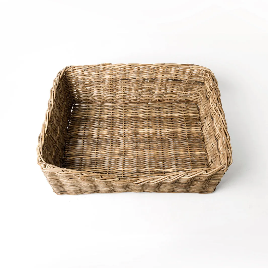 Rectangular Rattan Dog Basket - Greywash