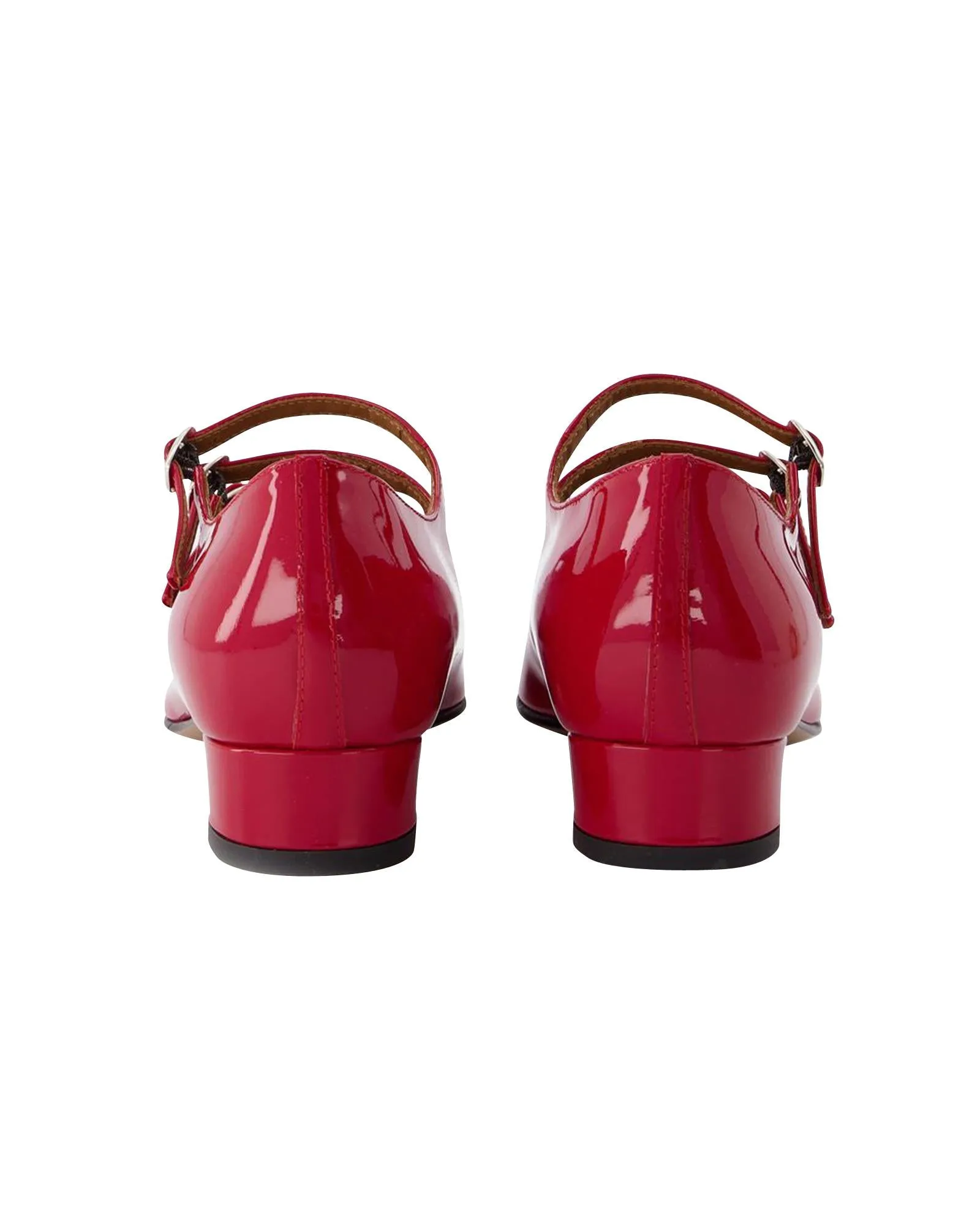 Red Patent Leather Mary Jane Heels with Double Strap