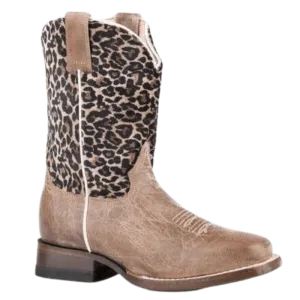 Roper Kids Cheetah Brown Snip Toe Western Boots 09-119-7022-8260