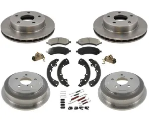 Rotors Disc Pads Rear Brake Drums & Shoes Wheel Cylinders For 2006 Dakota 9pc Kt