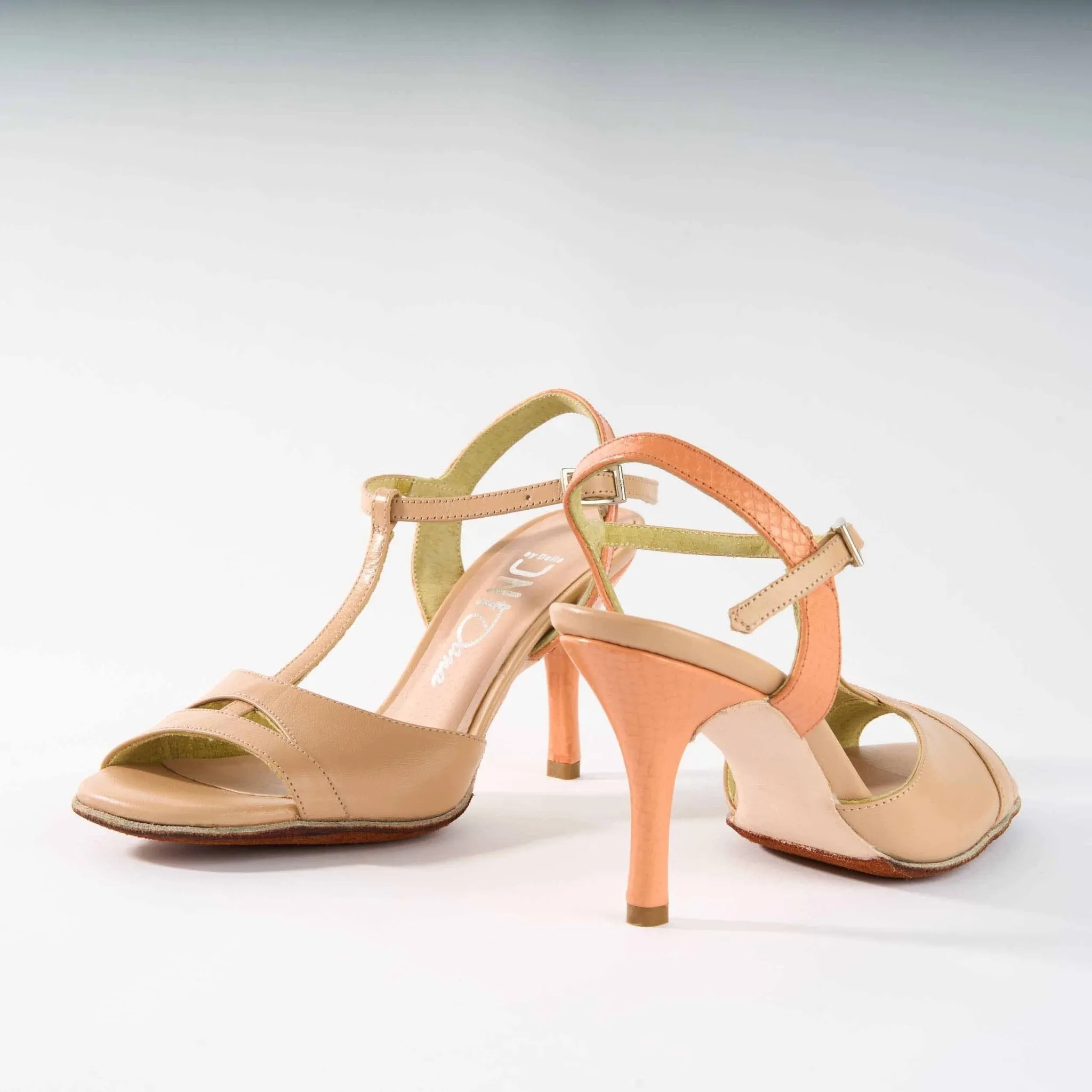 Salmon and Nude Leather - Handmade Tango Shoes - Dana 4210