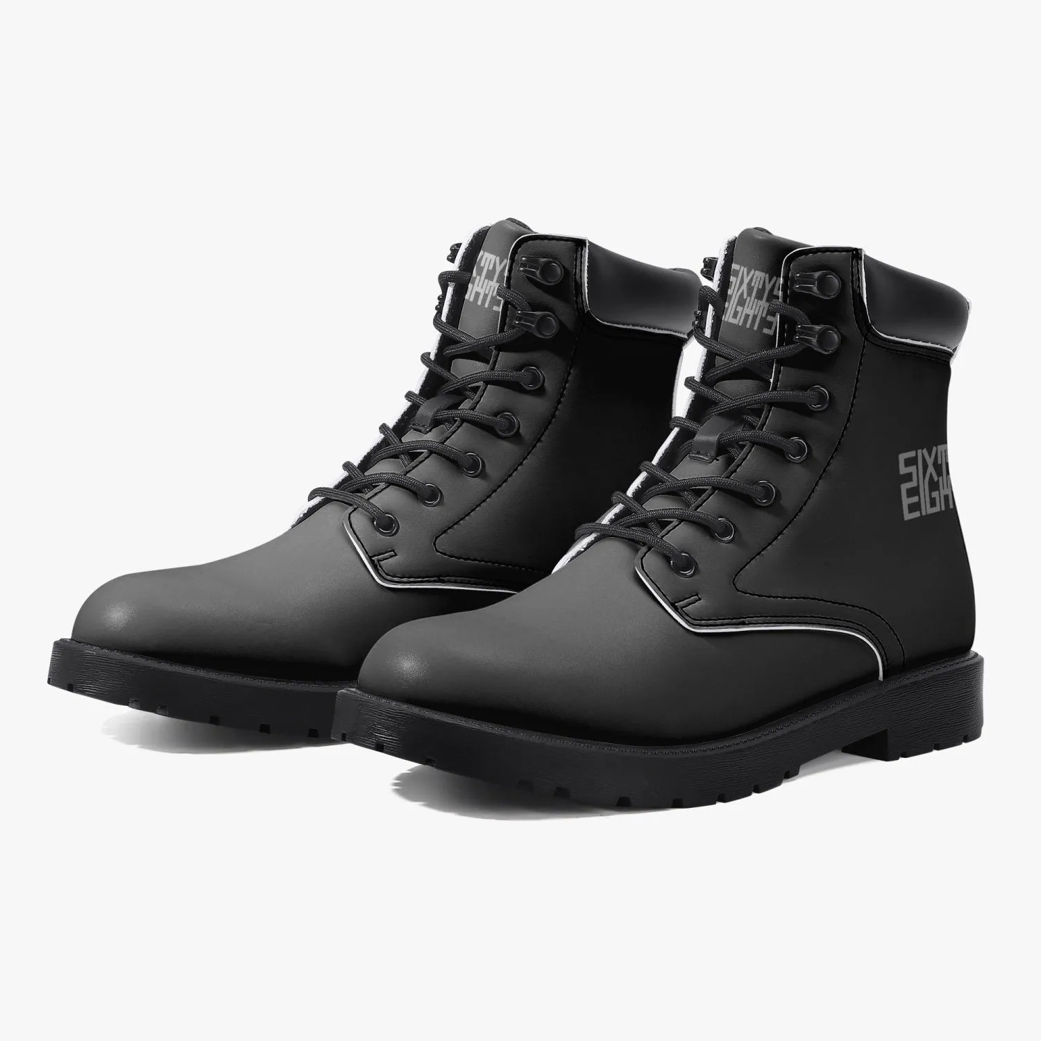 Sixty Eight 93 Logo White Black Leather Boots