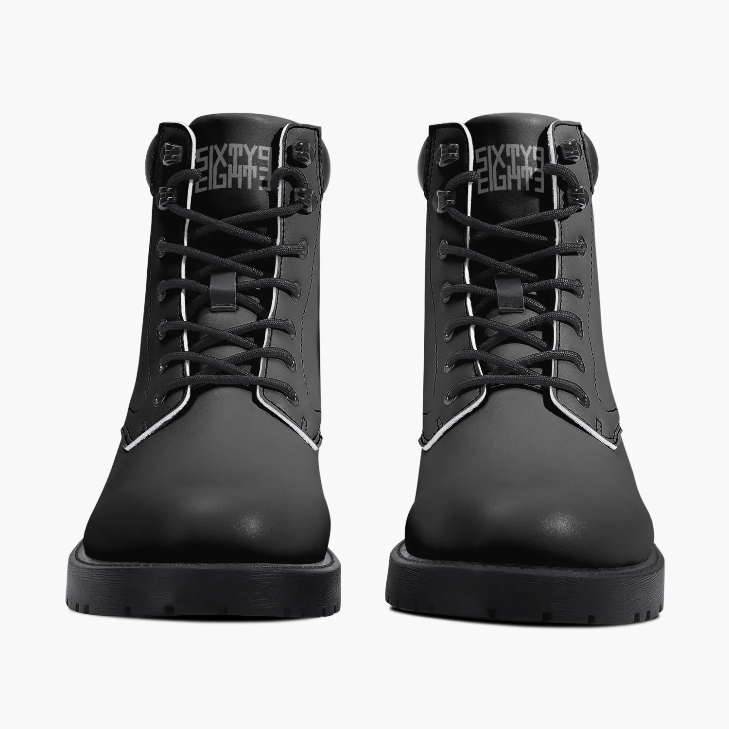 Sixty Eight 93 Logo White Black Leather Boots