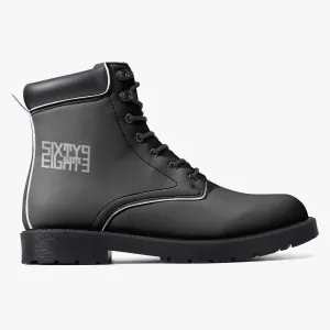 Sixty Eight 93 Logo White Black Leather Boots