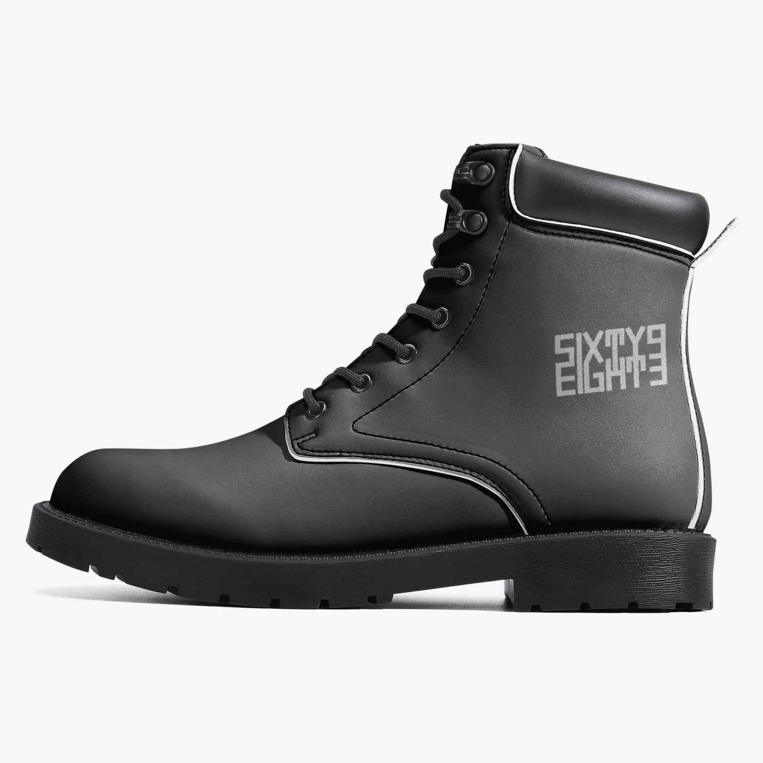 Sixty Eight 93 Logo White Black Leather Boots