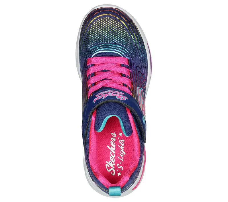 Skechers Girls S Lights Wavy Beams Trainer 302338L Navy Multi