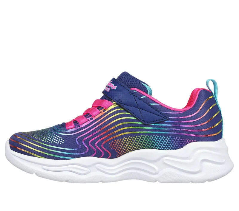 Skechers Girls S Lights Wavy Beams Trainer 302338L Navy Multi