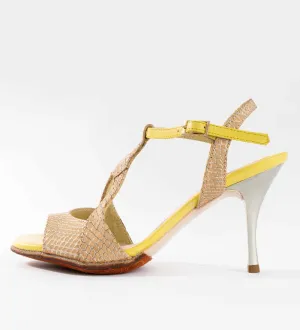 Snake Texture Gold and Yellow - Handmade Tango Shoes - Jazmin 5001