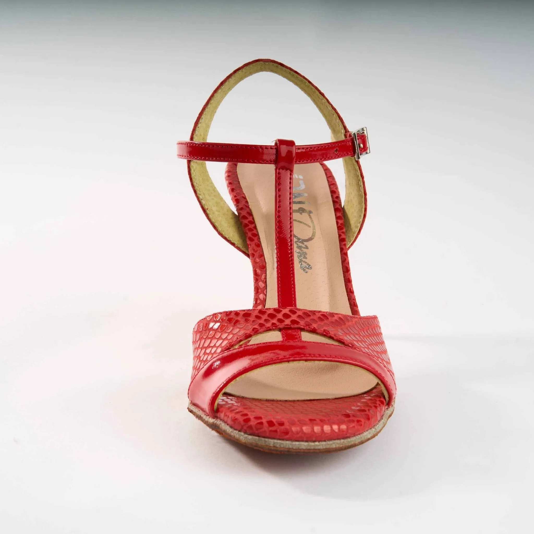 Snake Textured Cherry Red - Handmade Tango Shoes - Dana 4212