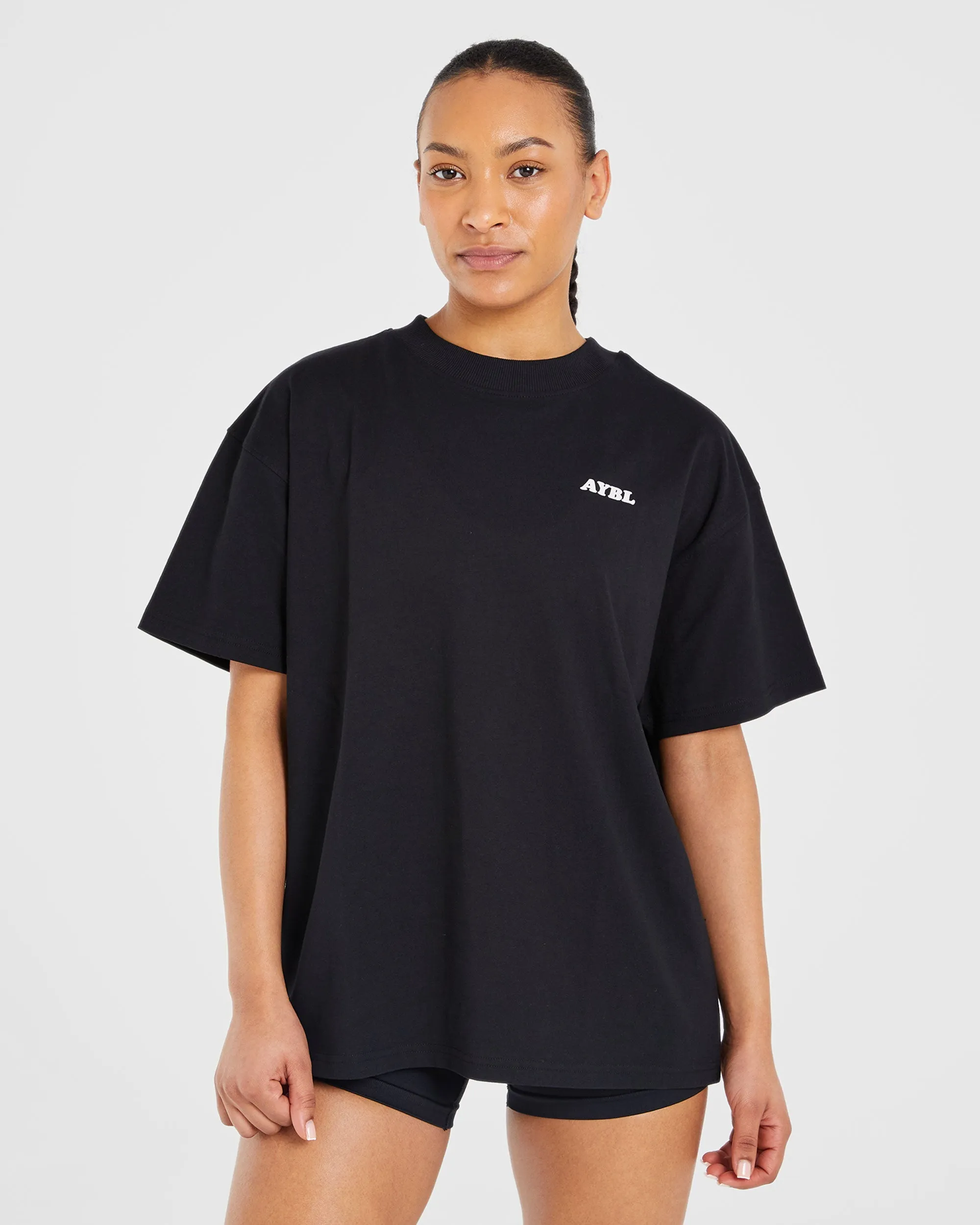 Sports Club Wavy Oversized T Shirt - Black