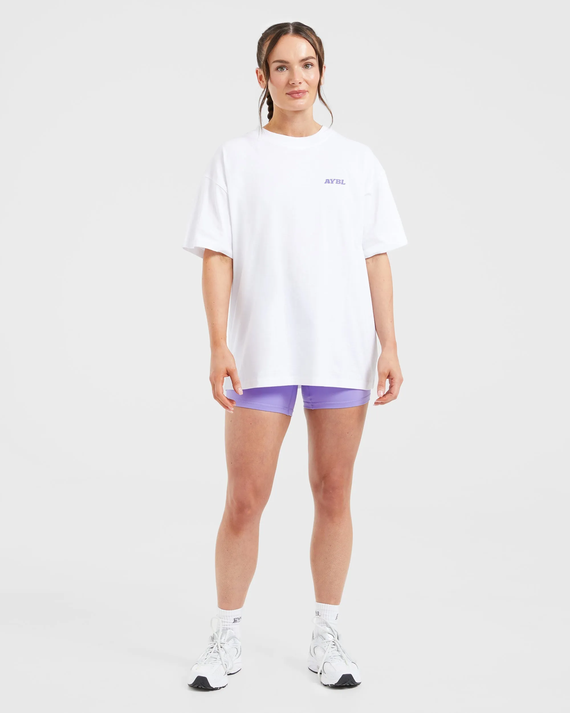 Stronger You Oversized T Shirt - White/Purple