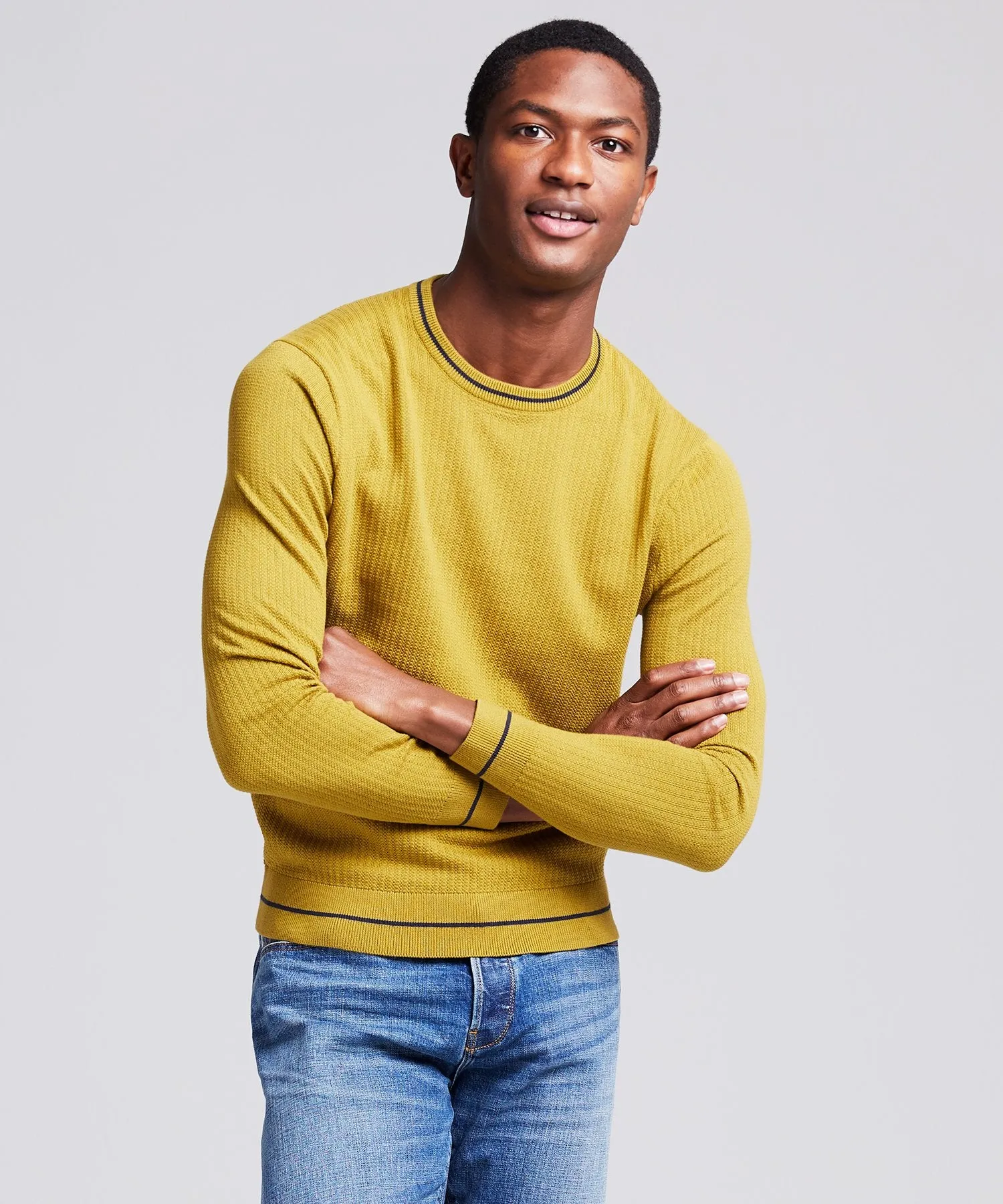 Textured Tipped Sweater in Guacamole