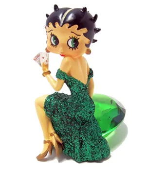 The Bradford Exchange Betty Boop Limited Edition 3.5" Tall Resin Sculpture on Green Gemstone | Betty Boop Sassy Sophistication Gem Figurine Collection