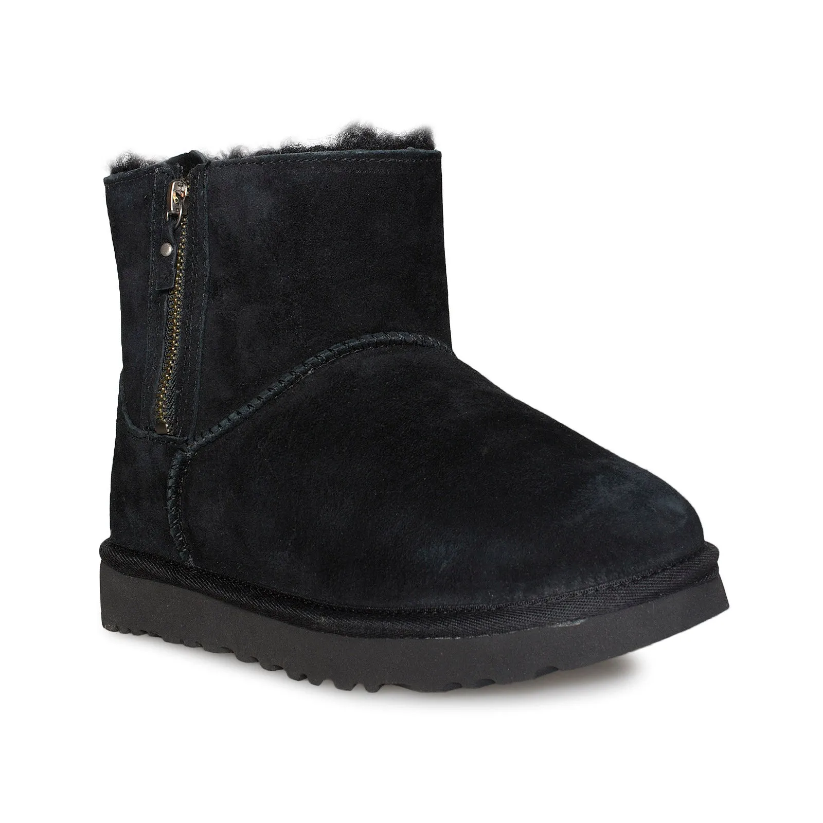 UGG Classic Mini Double Zip Black Boots - Women's