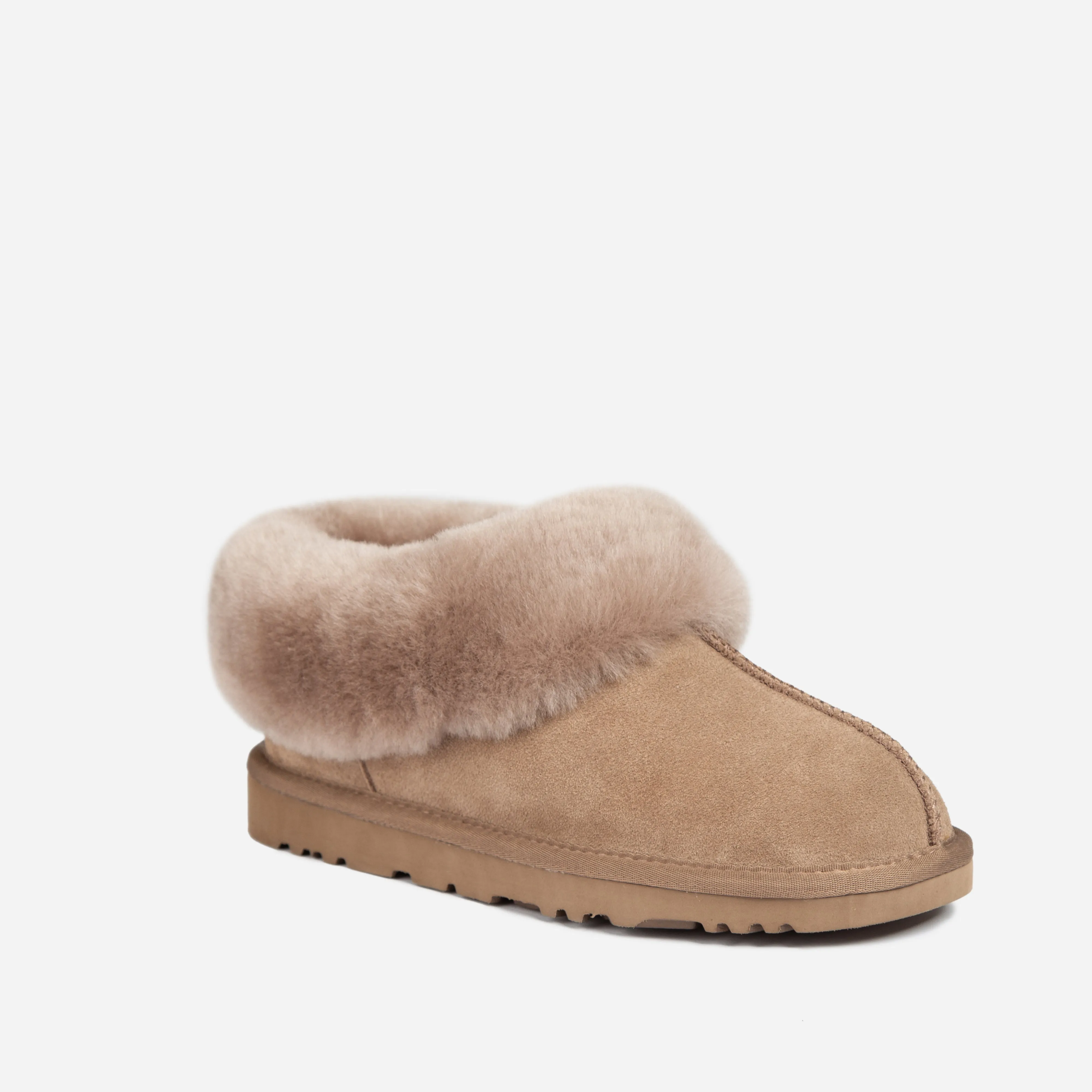 Ugg Slippers Collar Unisex Premium Sheepskin Slippers Suede (Unisex Cow Suede)