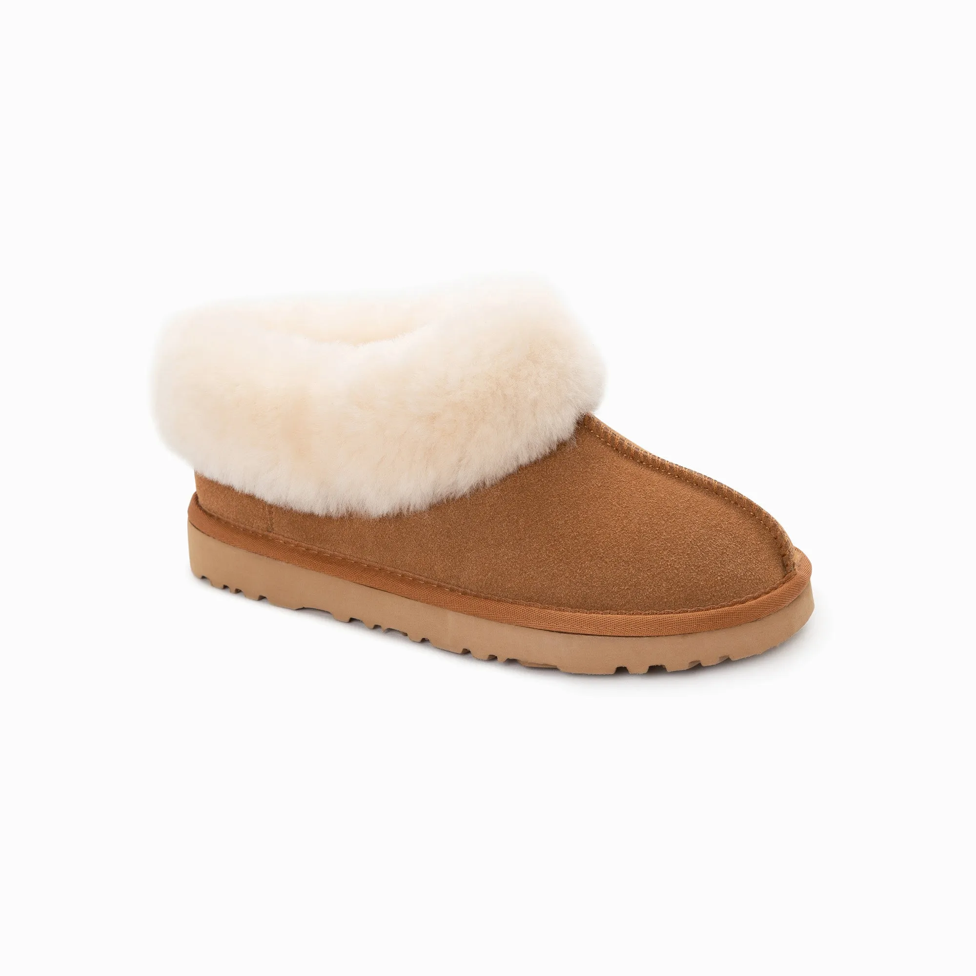 Ugg Slippers Collar Unisex Premium Sheepskin Slippers Suede (Unisex Cow Suede)