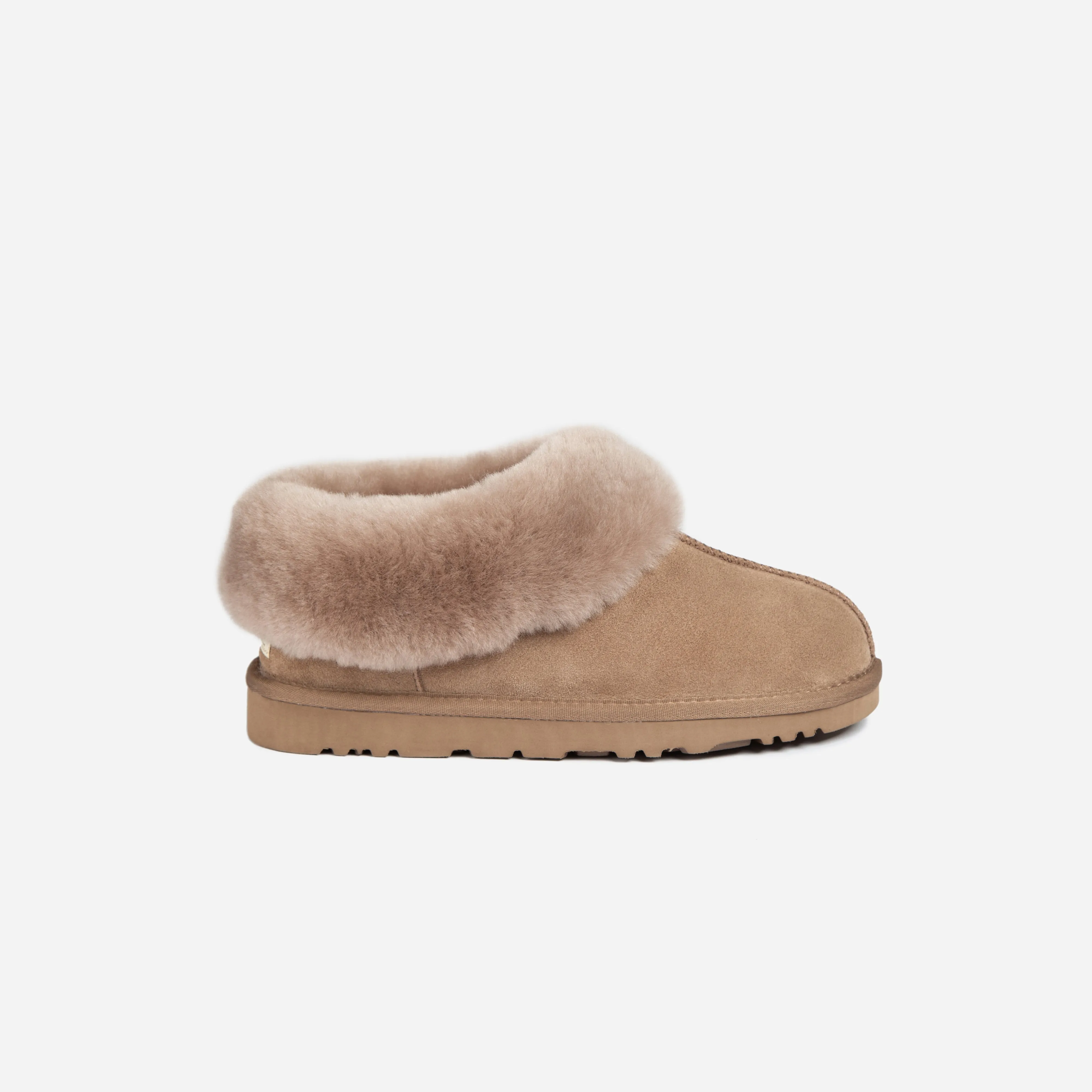 Ugg Slippers Collar Unisex Premium Sheepskin Slippers Suede (Unisex Cow Suede)