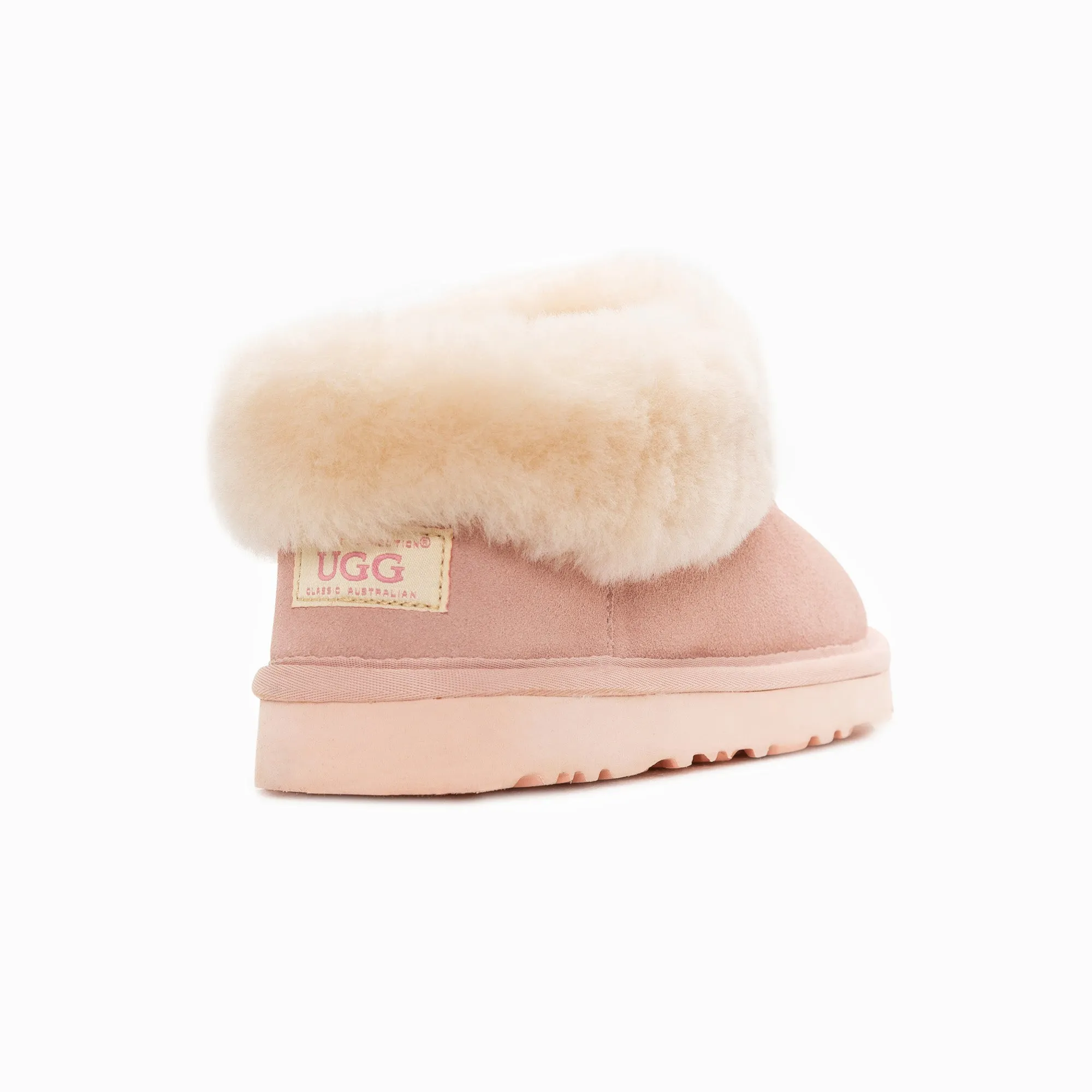 Ugg Slippers Collar Unisex Premium Sheepskin Slippers Suede (Unisex Cow Suede)