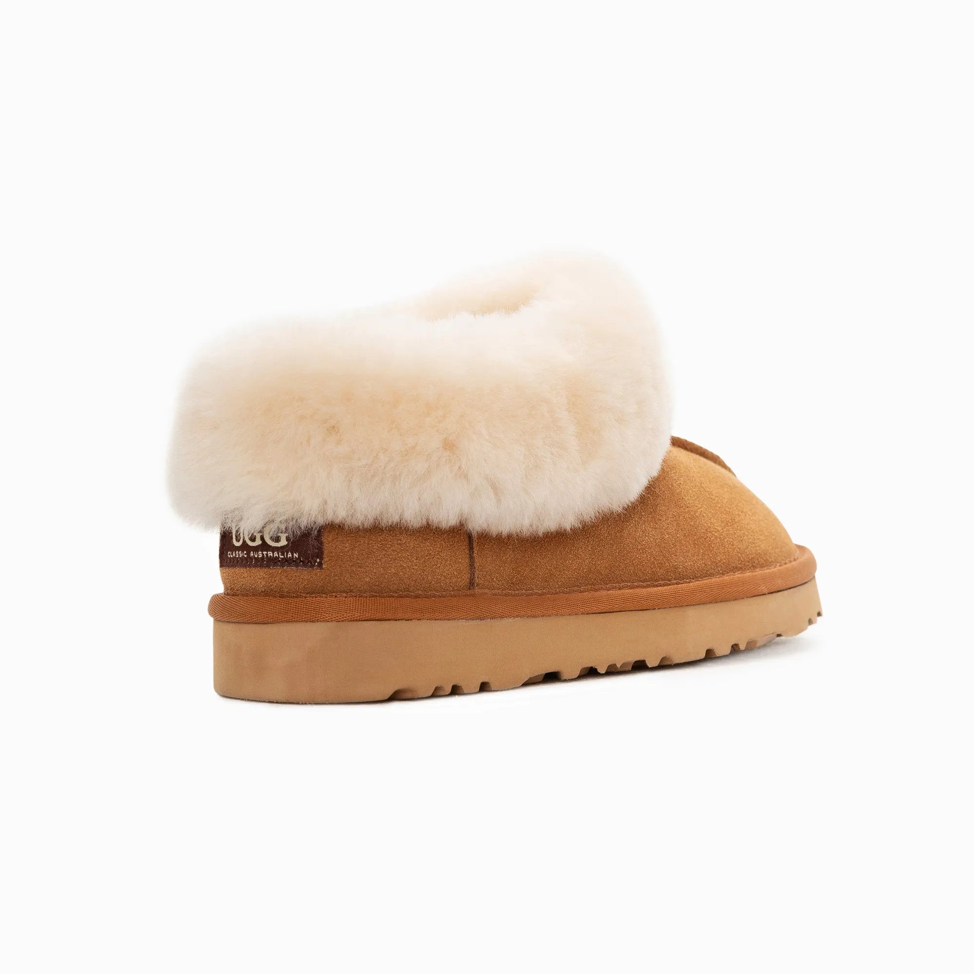 Ugg Slippers Collar Unisex Premium Sheepskin Slippers Suede (Unisex Cow Suede)