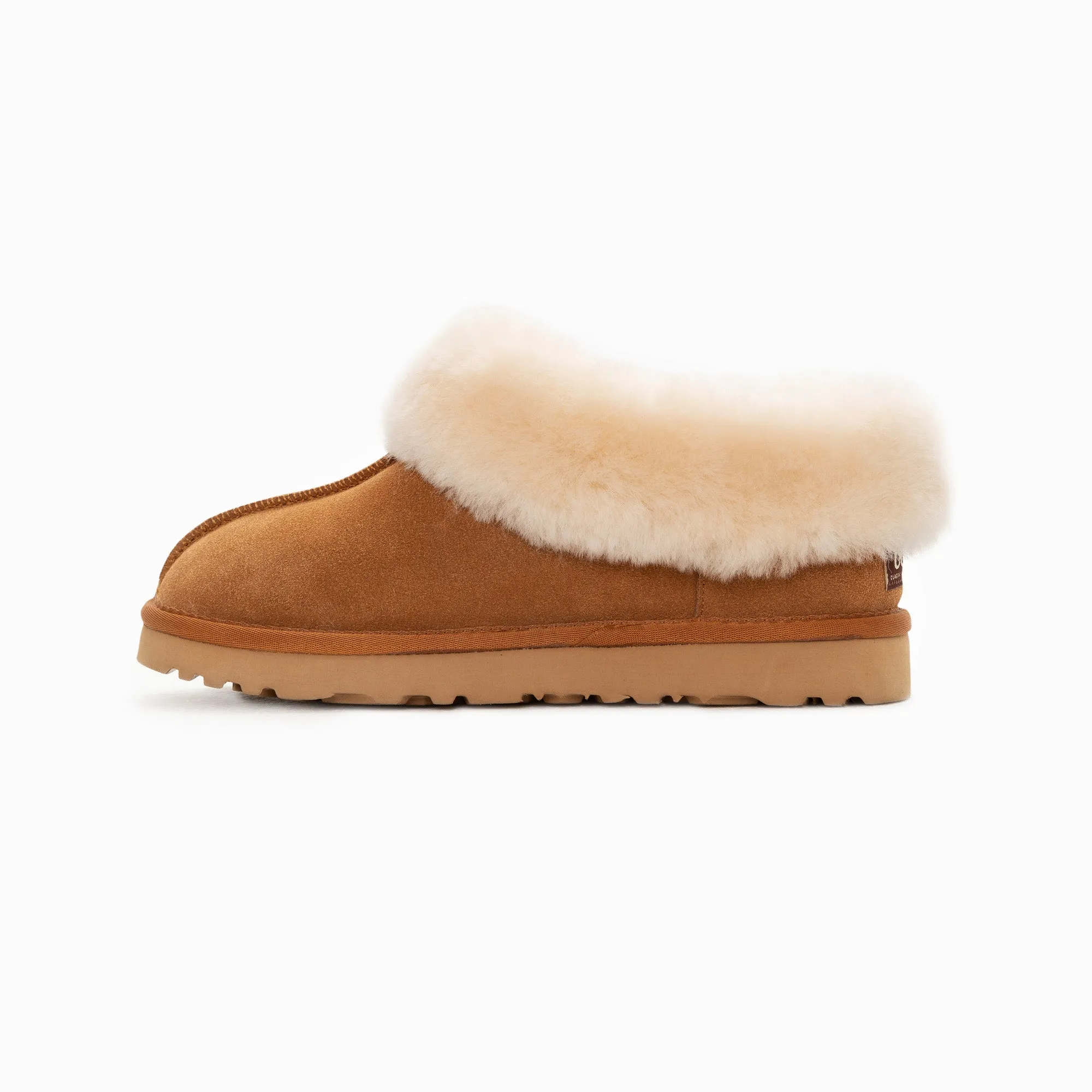 Ugg Slippers Collar Unisex Premium Sheepskin Slippers Suede (Unisex Cow Suede)