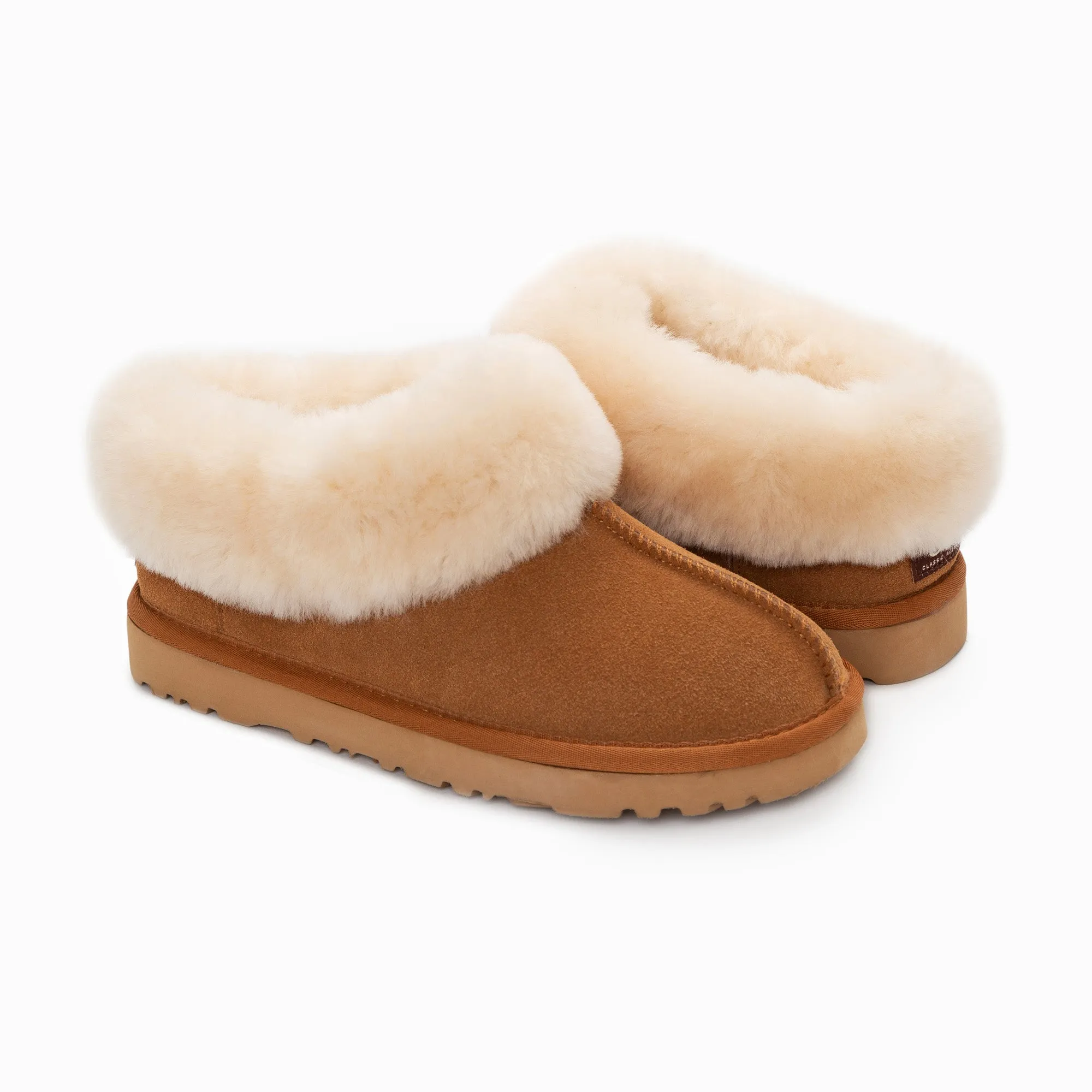 Ugg Slippers Collar Unisex Premium Sheepskin Slippers Suede (Unisex Cow Suede)