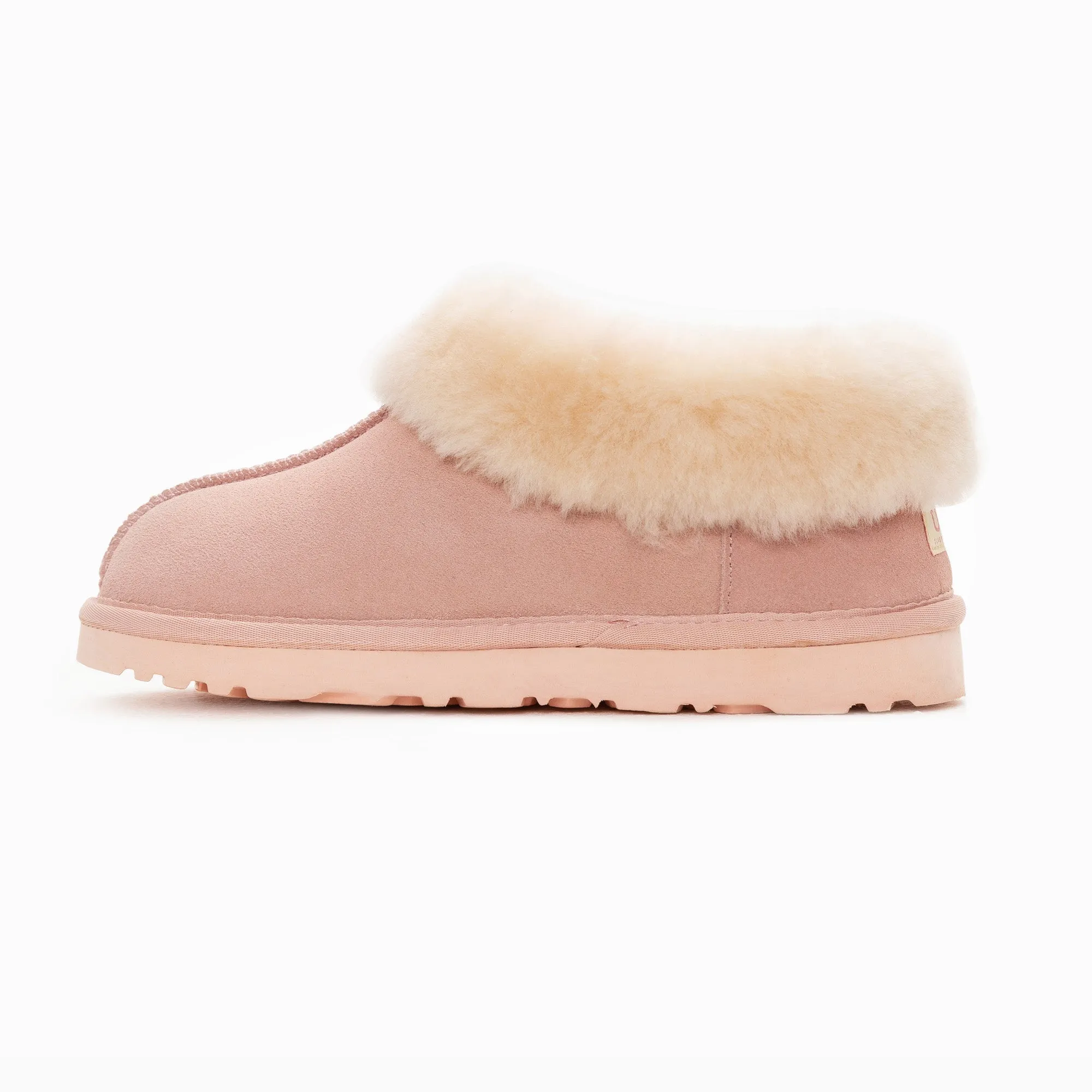 Ugg Slippers Collar Unisex Premium Sheepskin Slippers Suede (Unisex Cow Suede)