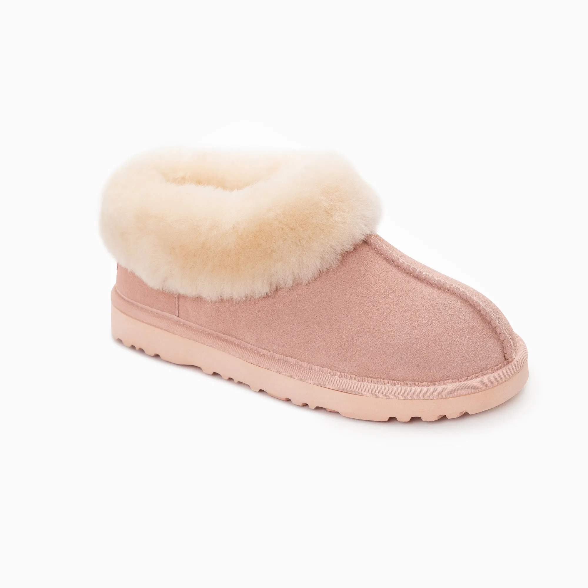 Ugg Slippers Collar Unisex Premium Sheepskin Slippers Suede (Unisex Cow Suede)