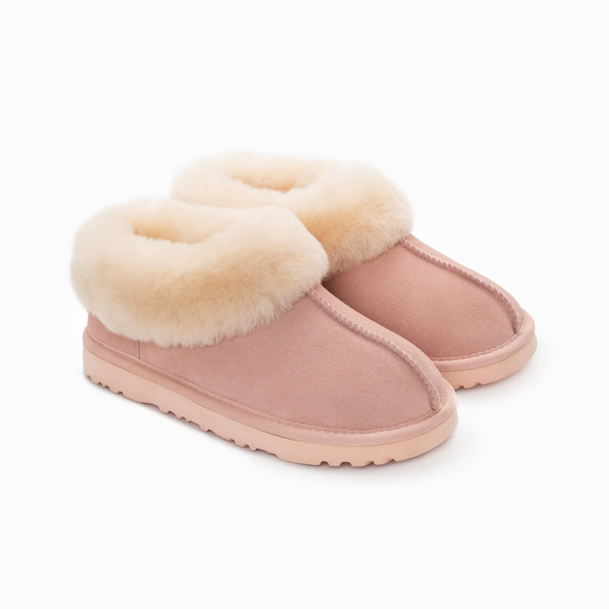 Ugg Slippers Collar Unisex Premium Sheepskin Slippers Suede (Unisex Cow Suede)