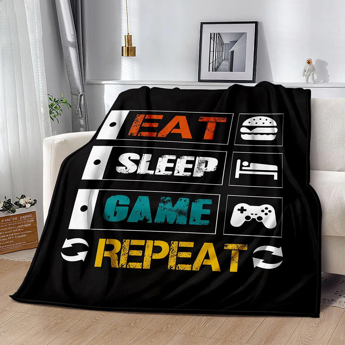 Ultra-Soft Flannel Gaming Throw Blanket - Warm, Cozy, and Oversized for Ultimate Comfort on Couch and Bed - Perfect for Marathon Gameplay Sessions, Relaxation, and Snuggling Up on Chilly Nights