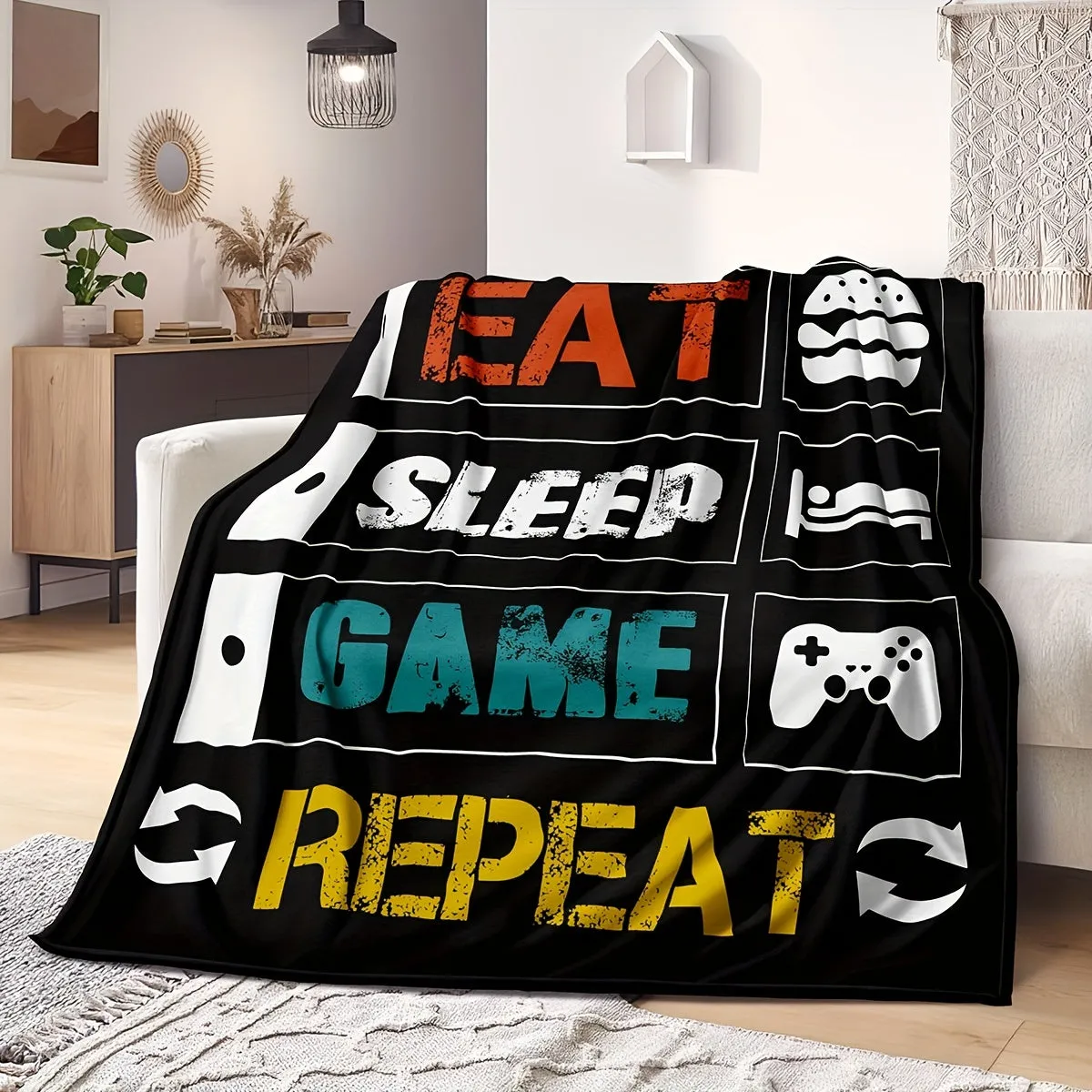 Ultra-Soft Flannel Gaming Throw Blanket - Warm, Cozy, and Oversized for Ultimate Comfort on Couch and Bed - Perfect for Marathon Gameplay Sessions, Relaxation, and Snuggling Up on Chilly Nights