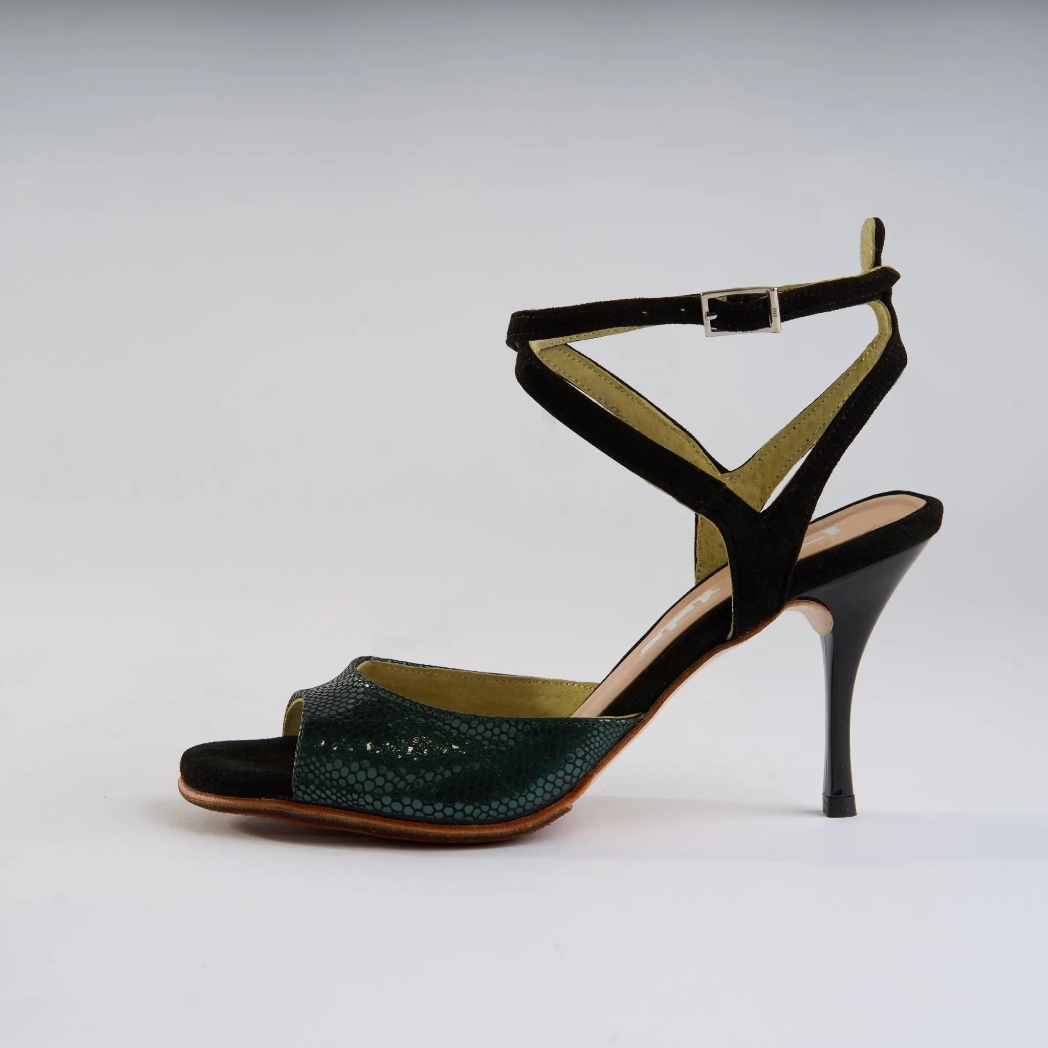 Unique Green Leather and Black Suede - Handmade Tango Shoes - Ema 4840