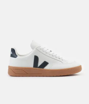 Veja Womens V-12 Leather Shoes - Extra White / Nautico / Gum Sole