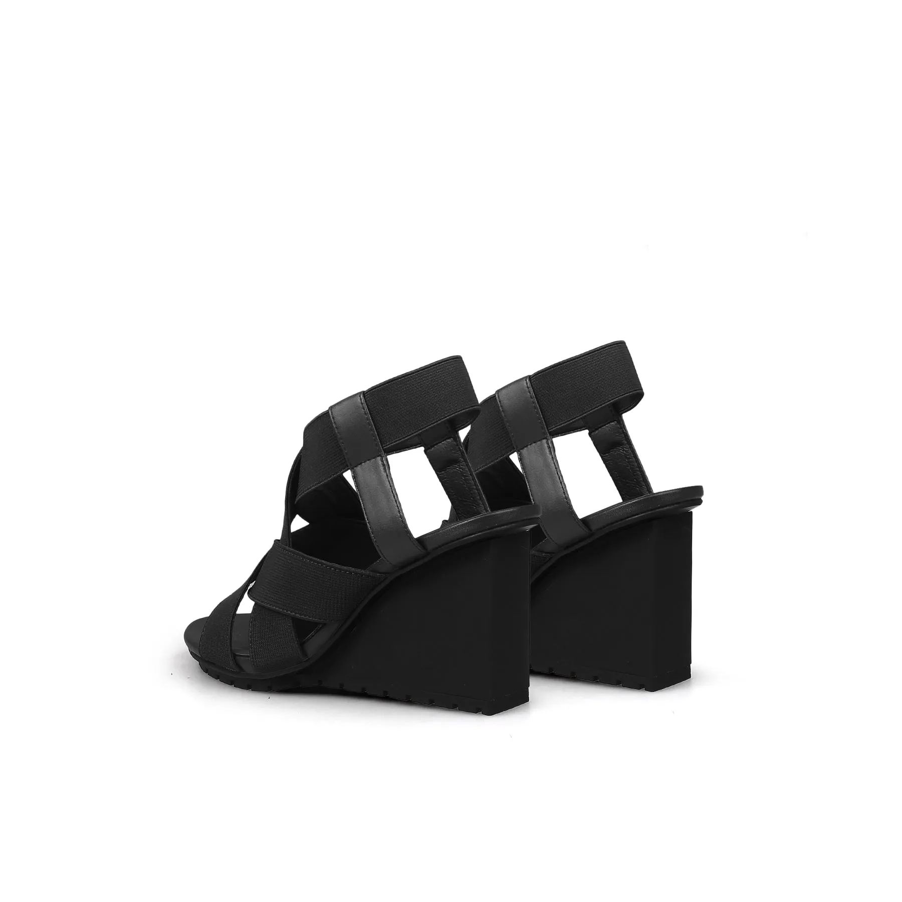 Weave Open Toe Ankle-Strap Wedges