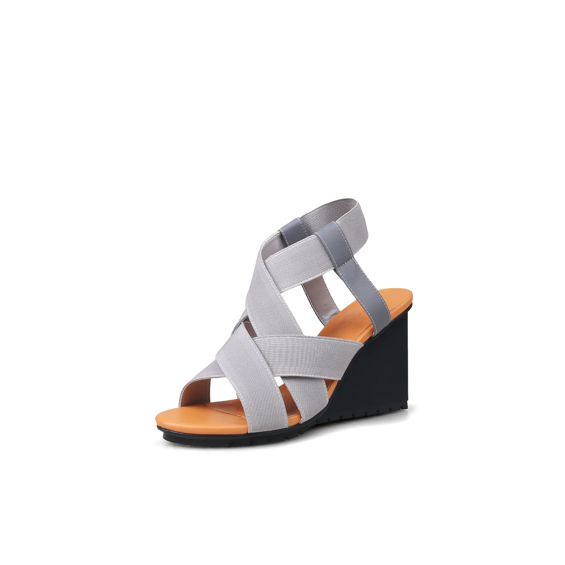 Weave Open Toe Ankle-Strap Wedges