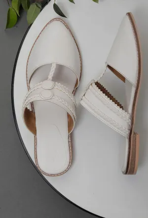 White Safed Braided Sliders