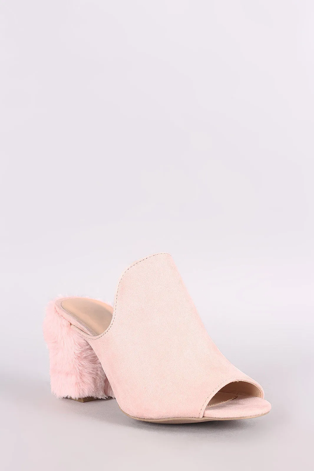 Wild Diva Lounge Fur Trim Loafer Chunky Heel