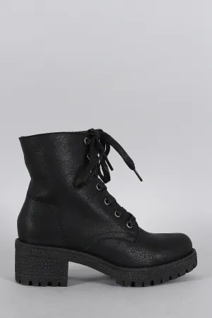 Wild Diva Lounge Military Lace Up Bootie