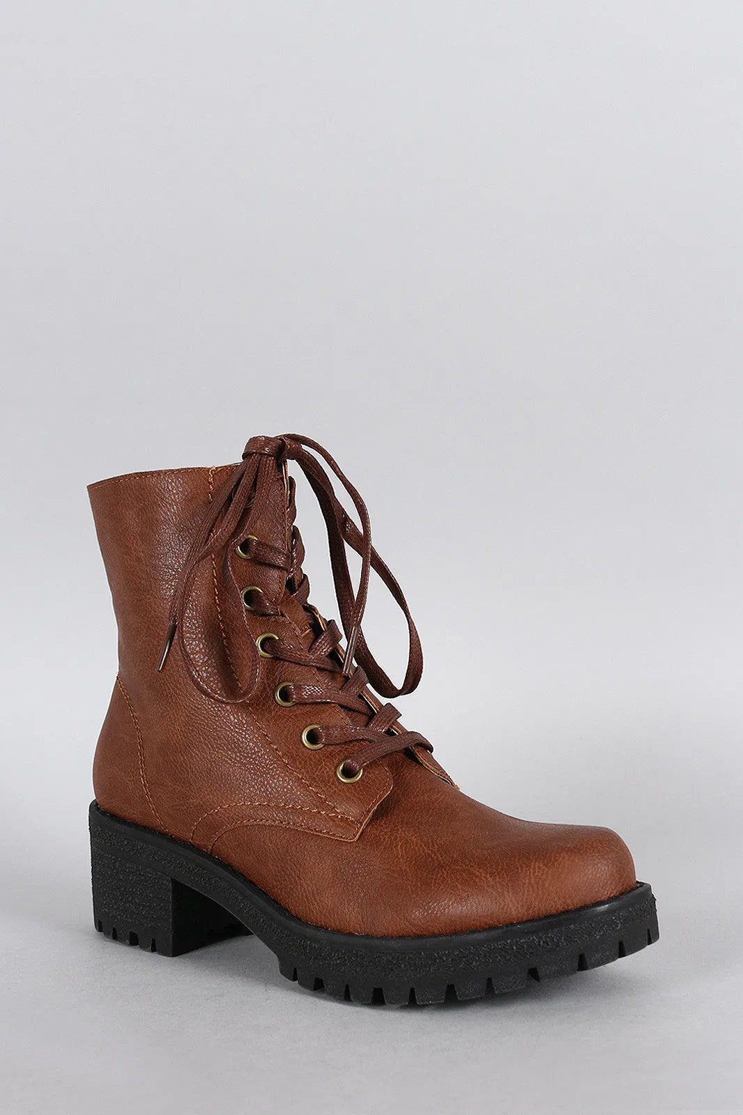 Wild Diva Lounge Military Lace Up Bootie