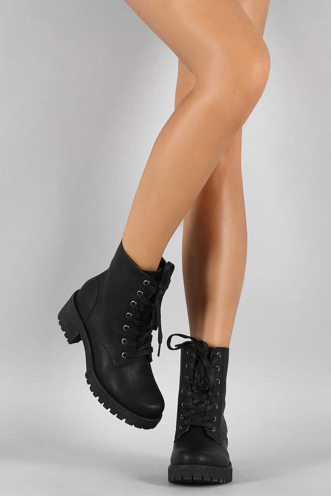 Wild Diva Lounge Military Lace Up Bootie