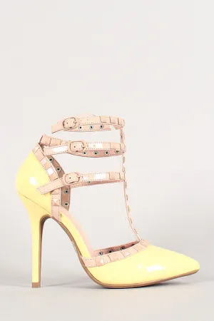 Wild Diva Pastel Patent T-Strap Pump