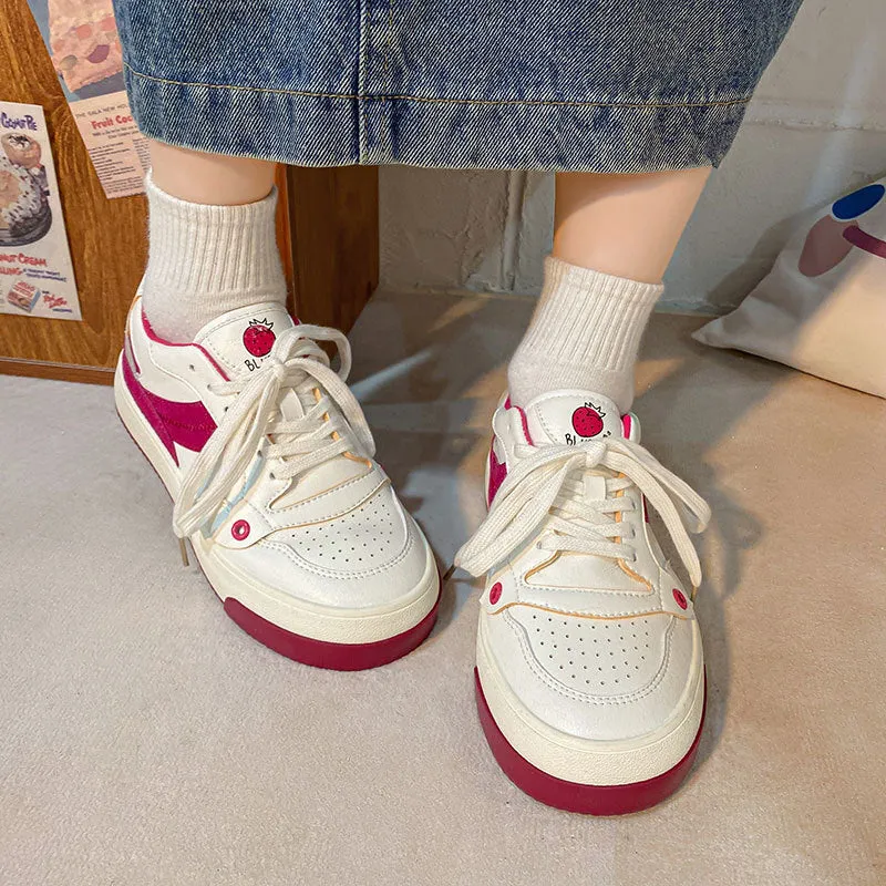 Women Cute Strawberry Sneakers Light Flat Shoes