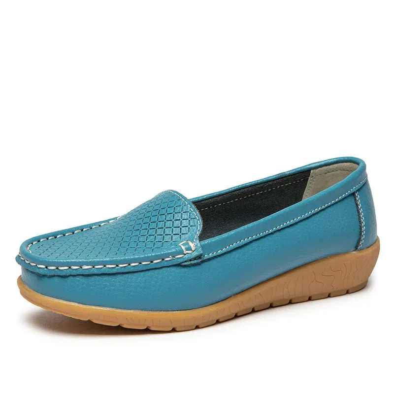 Women Flats Leather Loafers Slip on Breathable Moccasins Summer Women's Boat Shoes Low-cut Ladies Casual Shoes