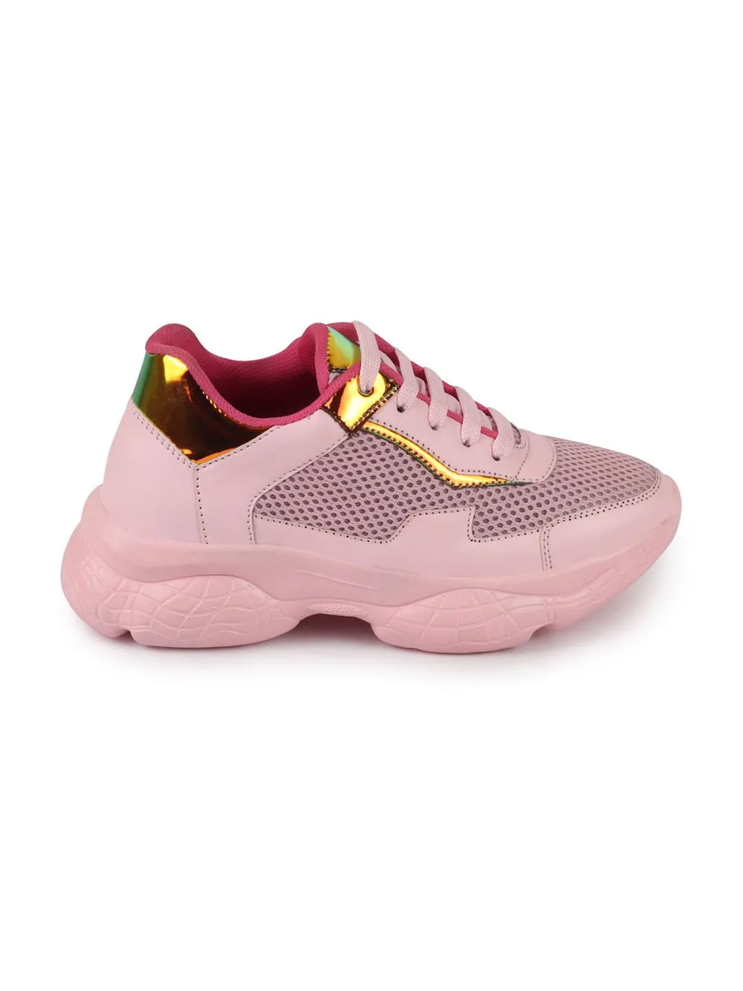 Women Pink Sports & Outdoor Lace Up Running Shoes